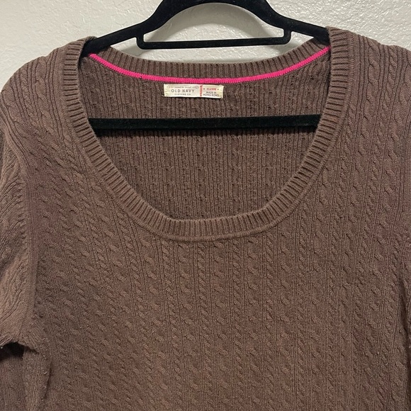 Old Navy Chocolate Brown Cable Knit Scoop Knit Sweater Size XL - Picture 4 of 5